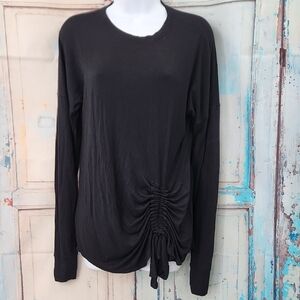 Glyder Ruched Long Sleeve Top in black
